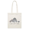 Cat, I Just Can't Today Parcel Canvas Tote Bag Default Title Small Tote Bag animal Printed In Australia