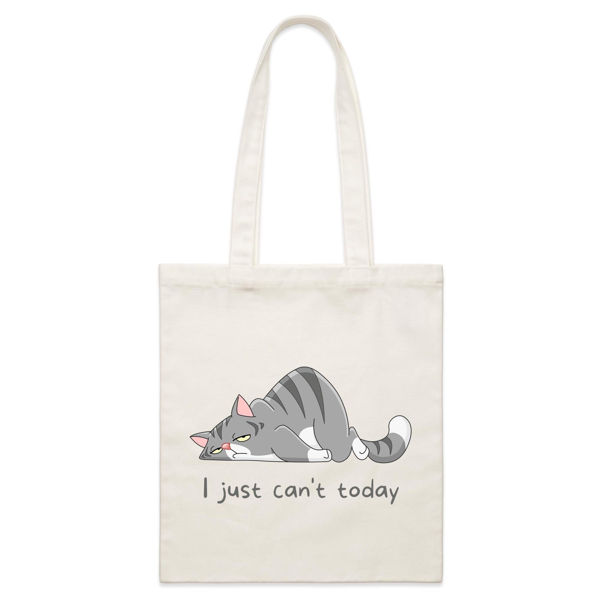 Cat, I Just Can't Today - Parcel Canvas Tote Bag Default Title Small Tote Bag animal Printed In Australia