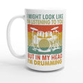 Personalised Drummer, In My Head I'm Drumming White 15oz Ceramic Mug Default Title Personalised 15oz Mug Globally Fulfilled Music