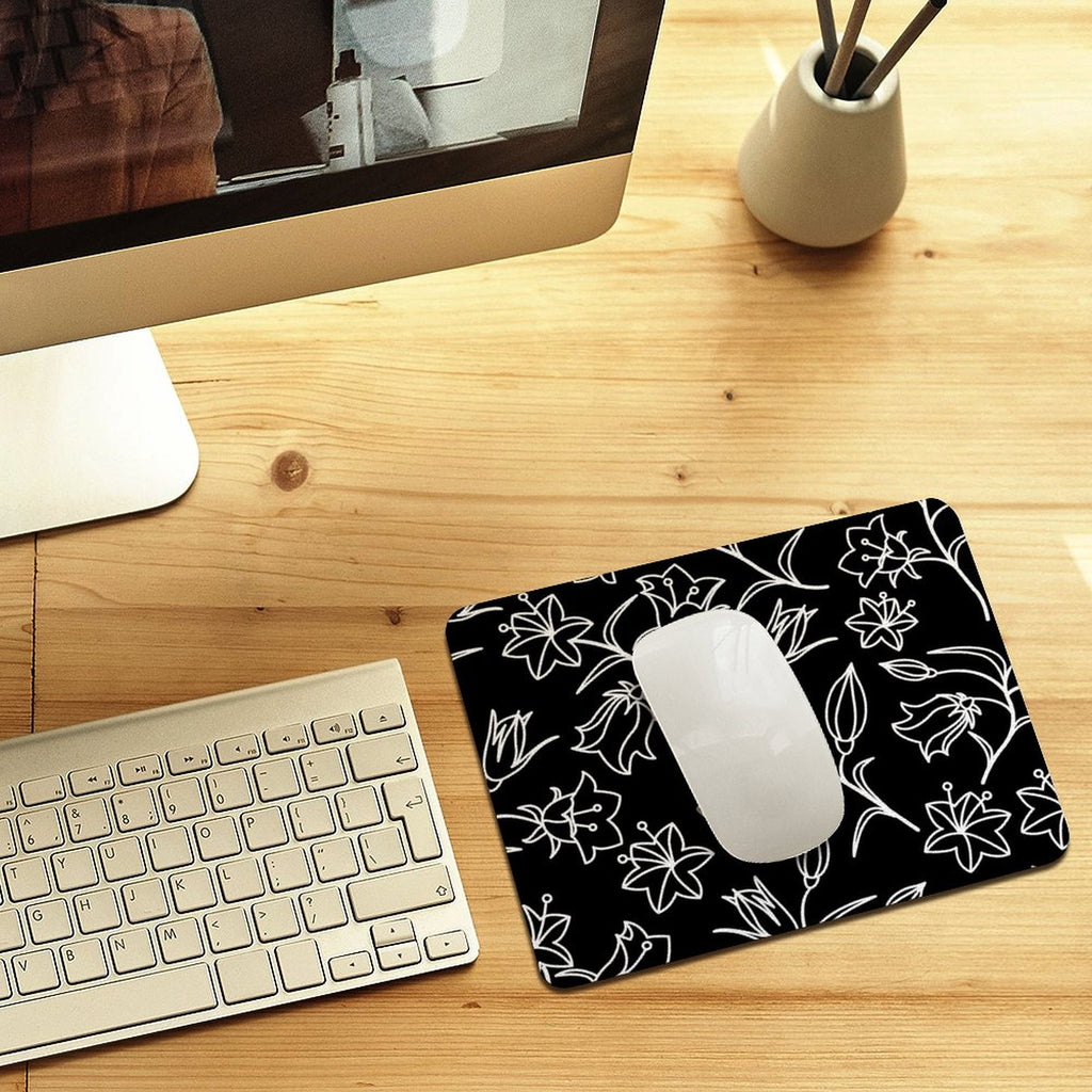 Black And White Floral Leather Mouse Pad Leather Mouse Pad Plants Printed Offshore