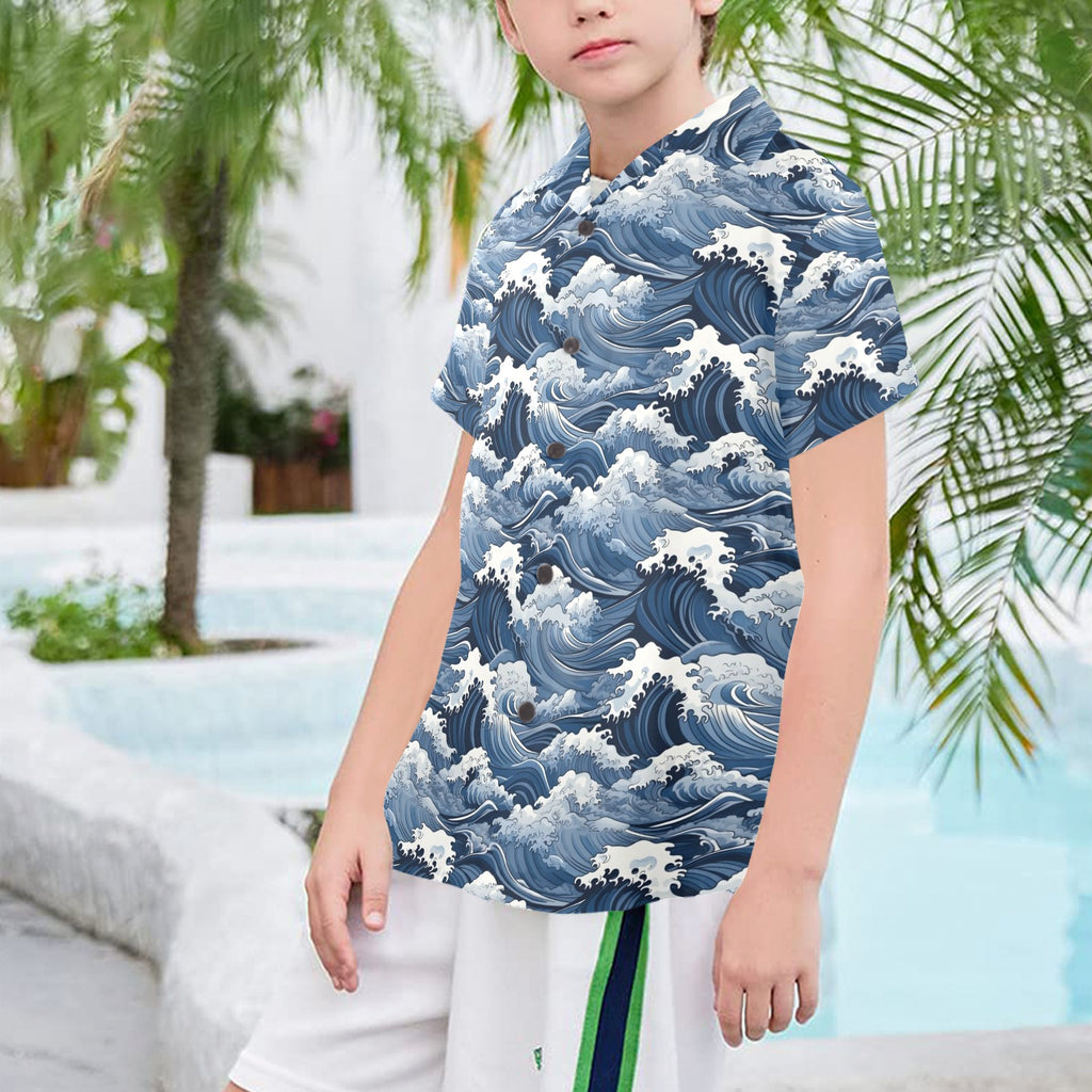 Japanese Waves Senior Kids Hawaiian Shirt
