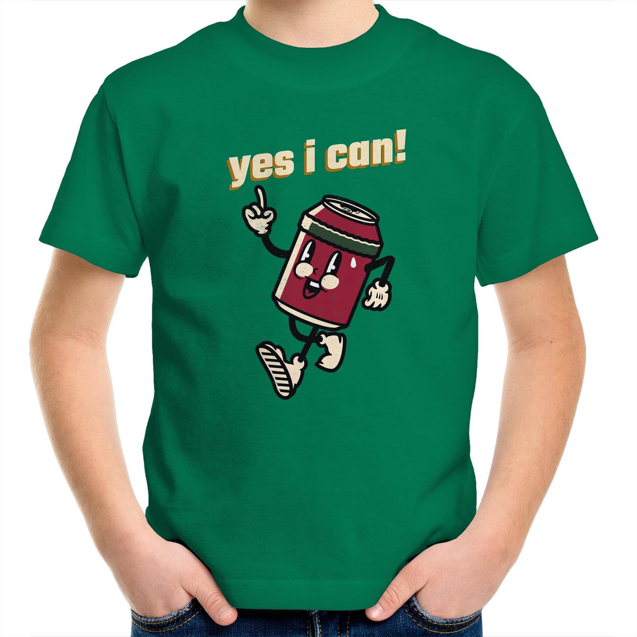 Yes I Can - Kids Youth T-Shirt Kelly Green Kids Youth T-shirt Motivation Positivity Printed In Australia
