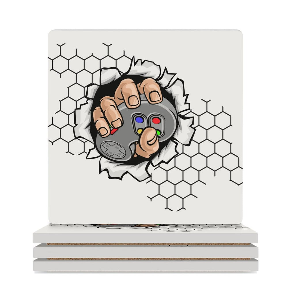 Gamer - Ceramic Coasters (Square) white Ceramic Coasters Games Printed Offshore