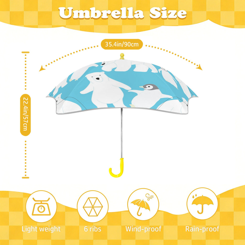 Polar Bears and Penguins Kids Safe Round Corner Umbrella Kids Safe Round Corner Umbrella animal Printed Offshore