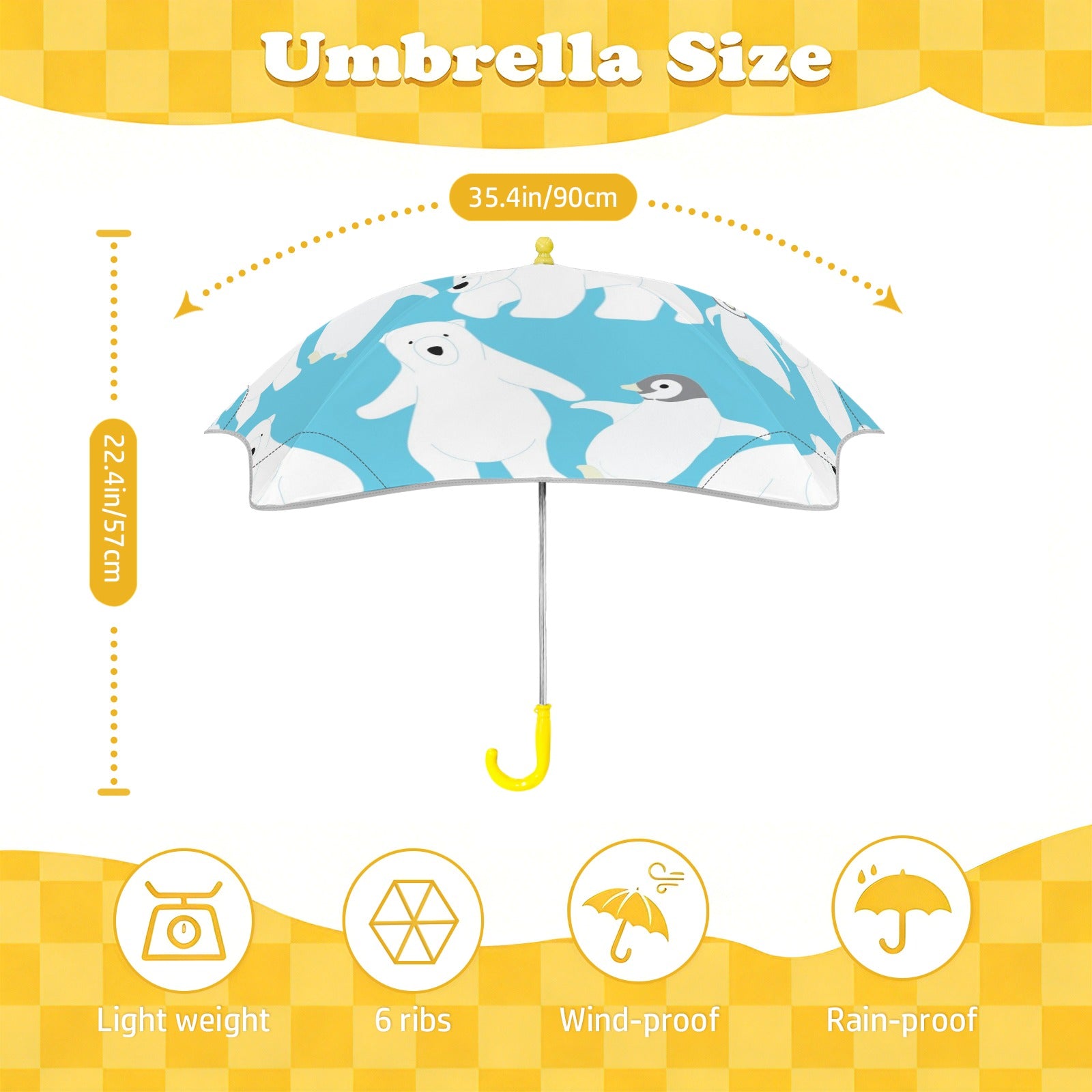 Polar Bears and Penguins Kids Safe Round Corner Umbrella Kids Safe Round Corner Umbrella animal Printed Offshore