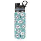 Comic Book Speech Bubbles - Insulated Water Bottle with Dual-Use Lid (18oz) One Size Insulated Water Bottle with Dual-Use Lid (18oz) comic Printed Offshore