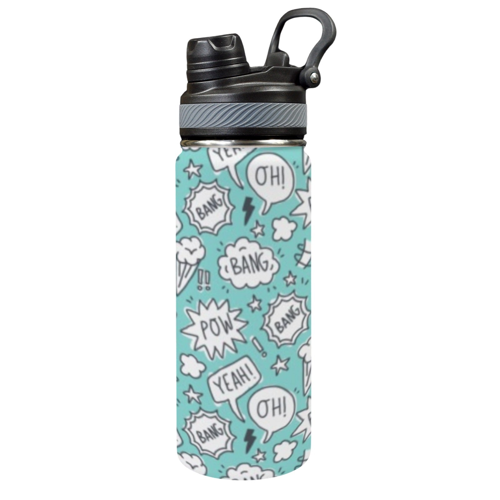 Comic Book Speech Bubbles - Insulated Water Bottle with Dual-Use Lid (18oz) One Size Insulated Water Bottle with Dual-Use Lid (18oz) comic Printed Offshore