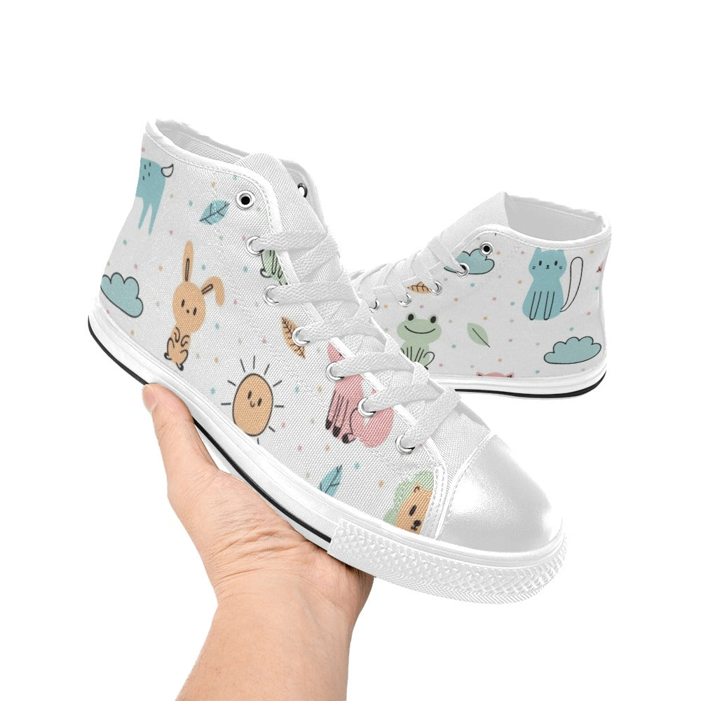 Cute Autumn Creatures - Kids' High Top Canvas Shoes Kids High Top Canvas Shoes animal Printed Offshore