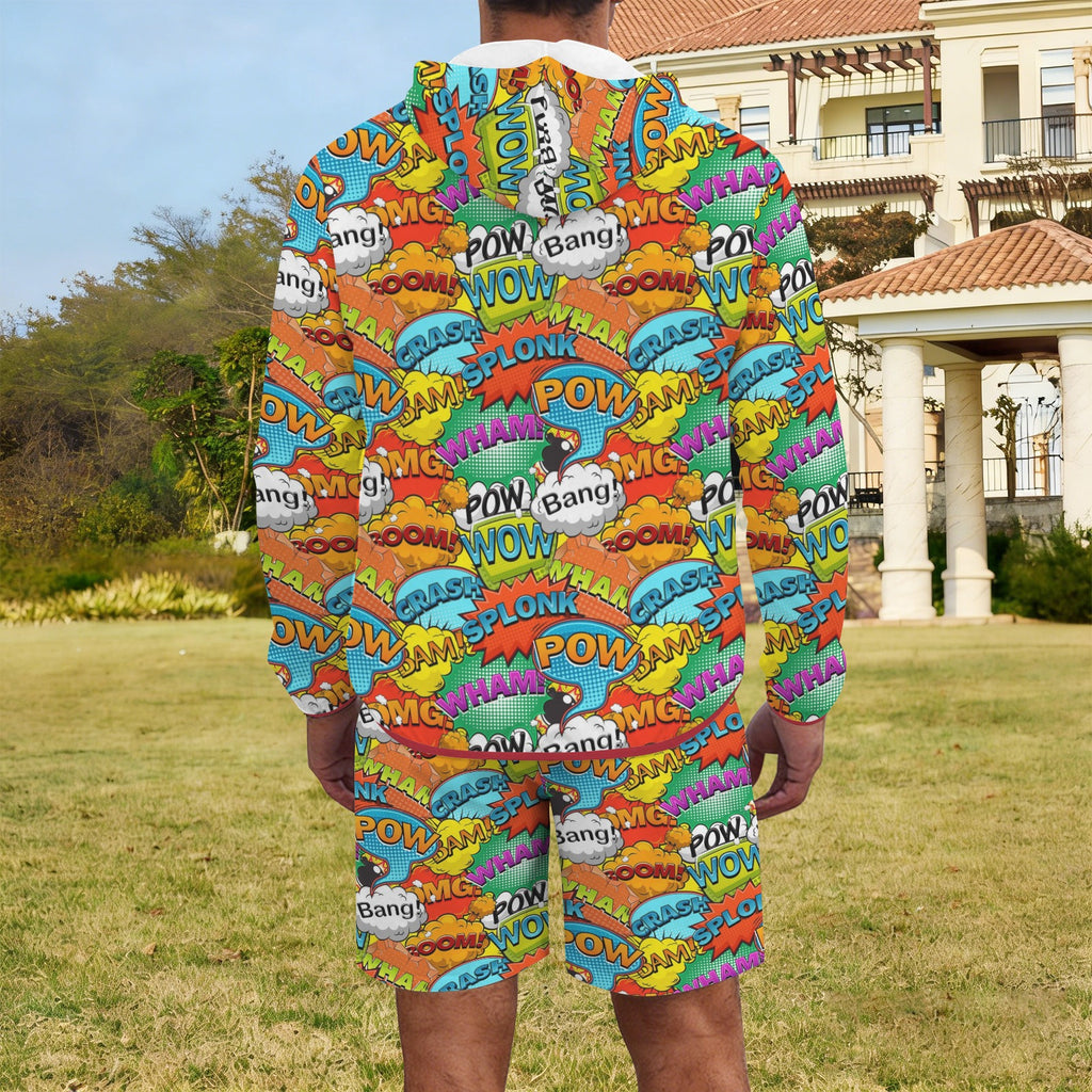 Comic Book 2 Men's Lightweight Sun Hoodie & Shorts Set Men's Lightweight Sun Hoodie & Shorts comic Printed Offshore
