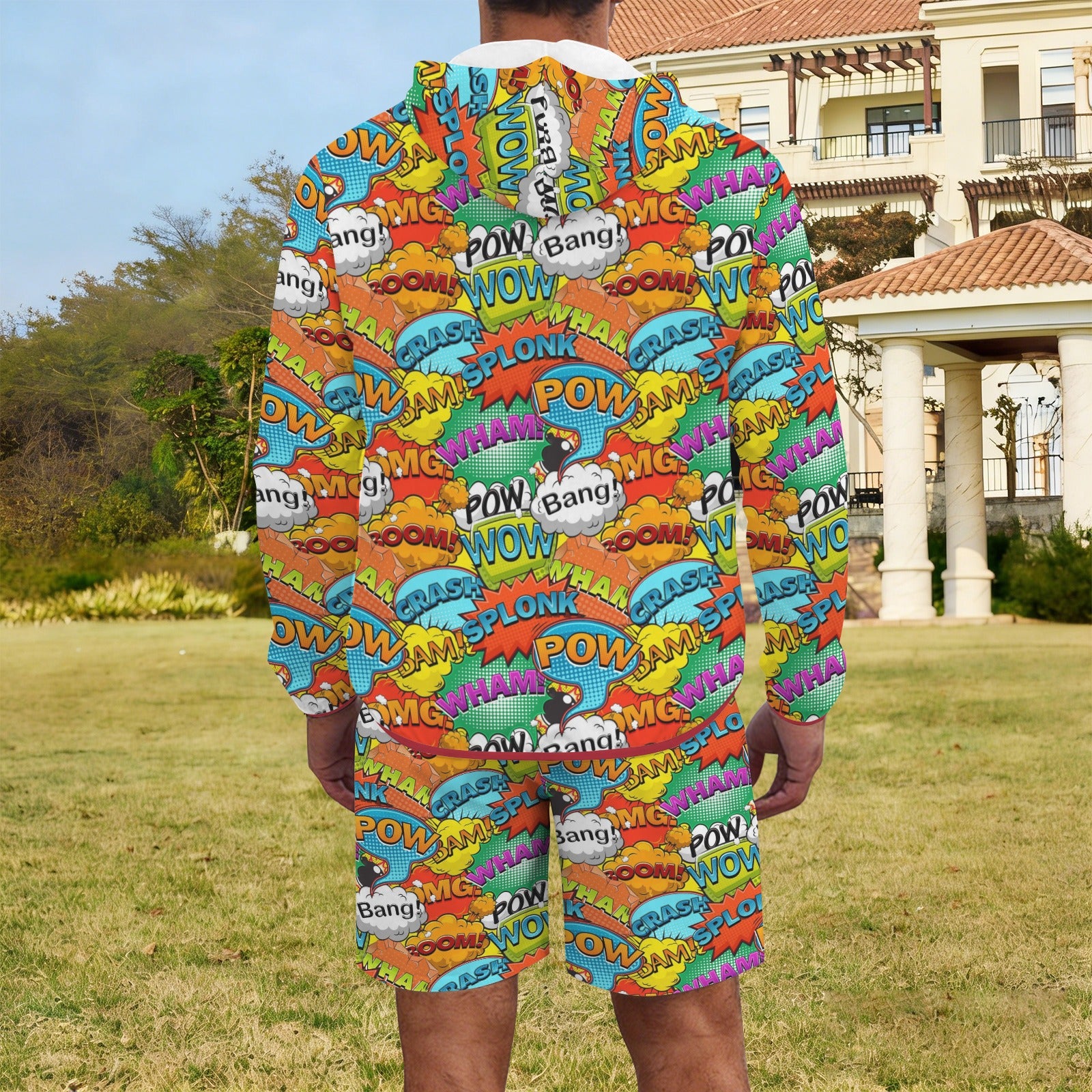 Comic Book 2 Men's Lightweight Sun Hoodie & Shorts Set Men's Lightweight Sun Hoodie & Shorts comic Printed Offshore