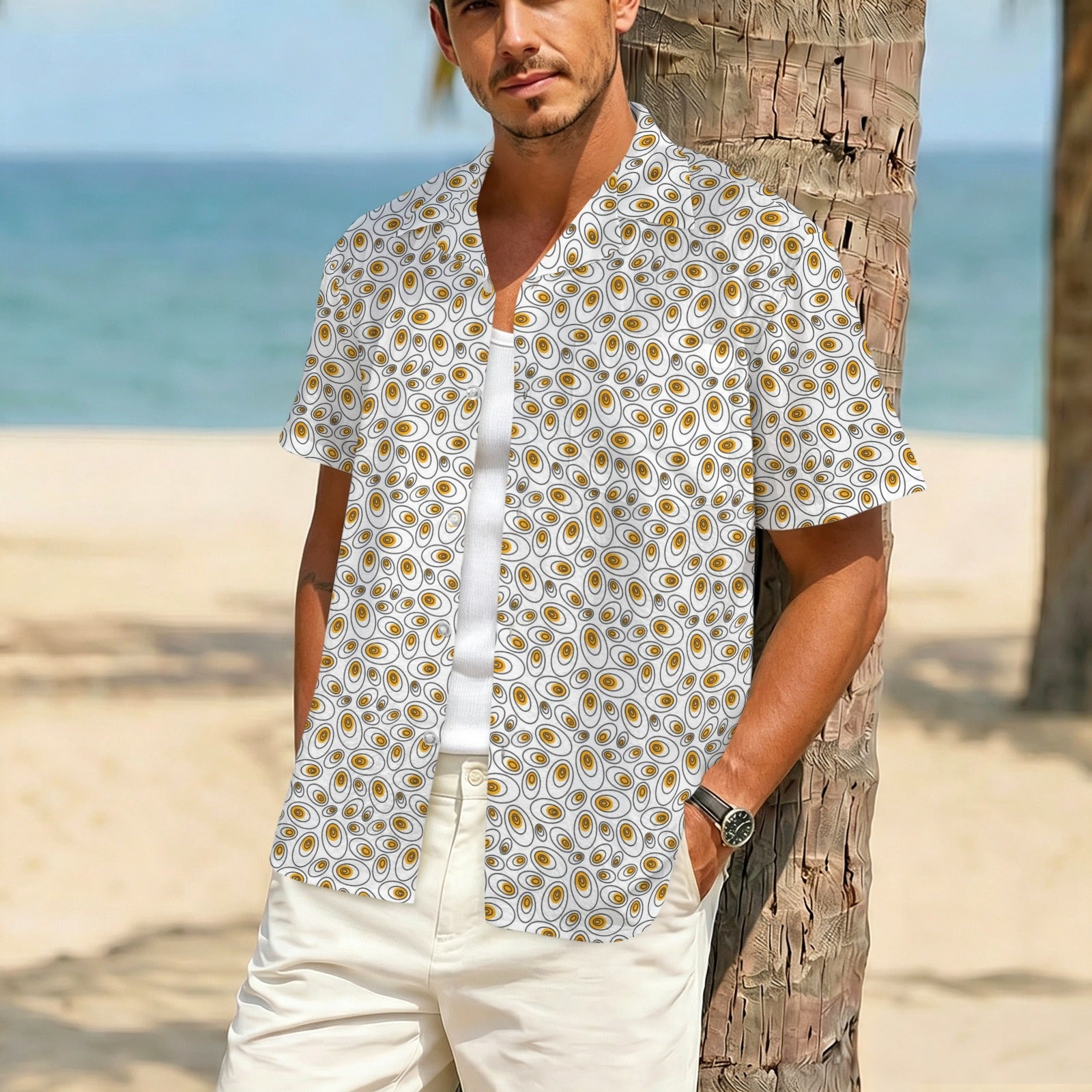 Eggs Abstract Men's Crinkle Hawaiian Shirt