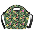 Frangipani Neoprene Lunch Bag/Large (Model 1669) One Size Neoprene Lunch Bag Plants Printed Offshore