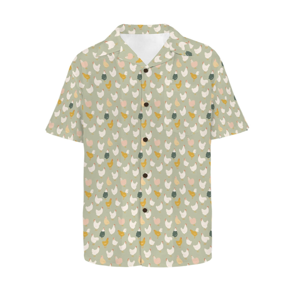 Chicken Life Men's Short Sleeve Hawaiian Shirt Men's Hawaiian Shirt (New) animal Printed Offshore