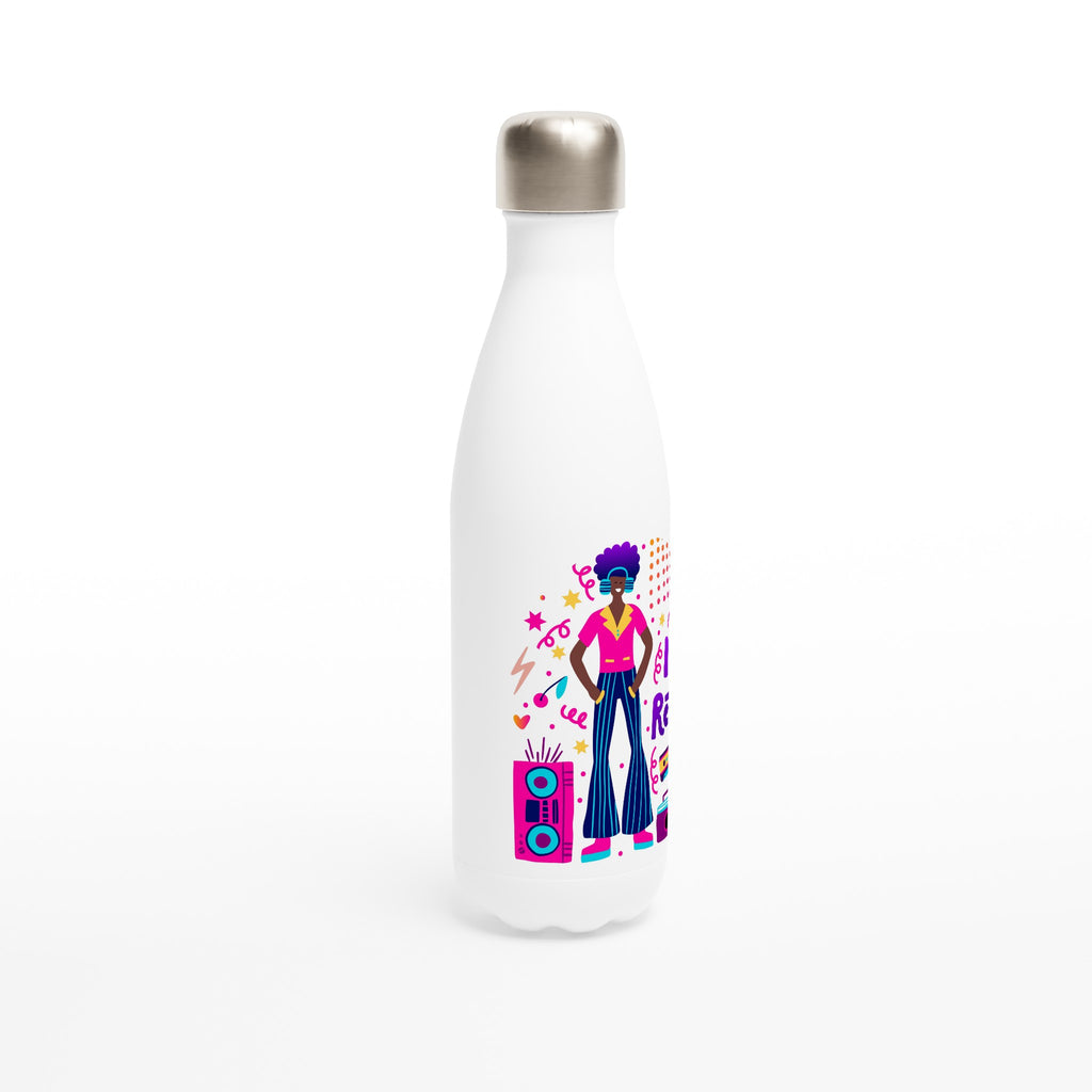 I Love Retro - White 17oz Stainless Steel Water Bottle White Water Bottle Globally Fulfilled Retro