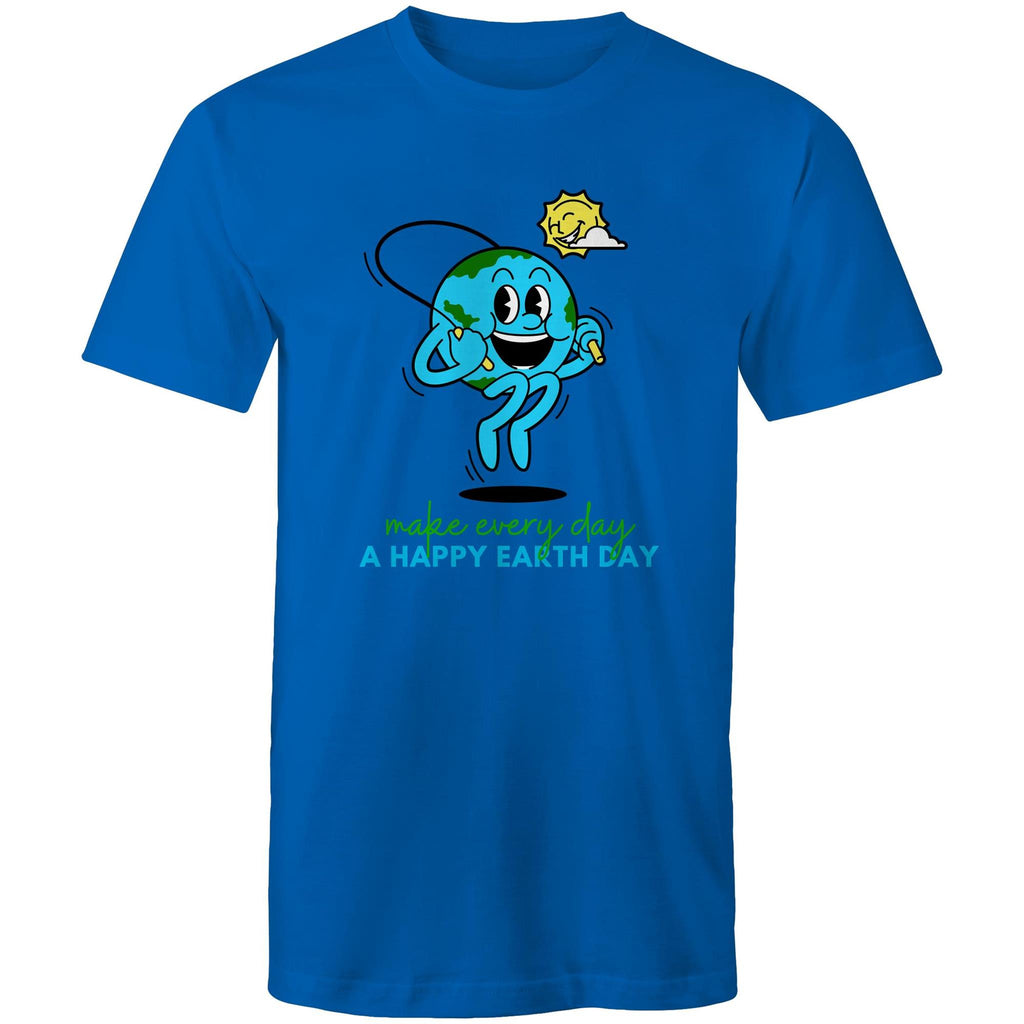 Make Every Day A Happy Earth Day - Mens T-Shirt Bright Royal Mens T-shirt Environment Printed In Australia