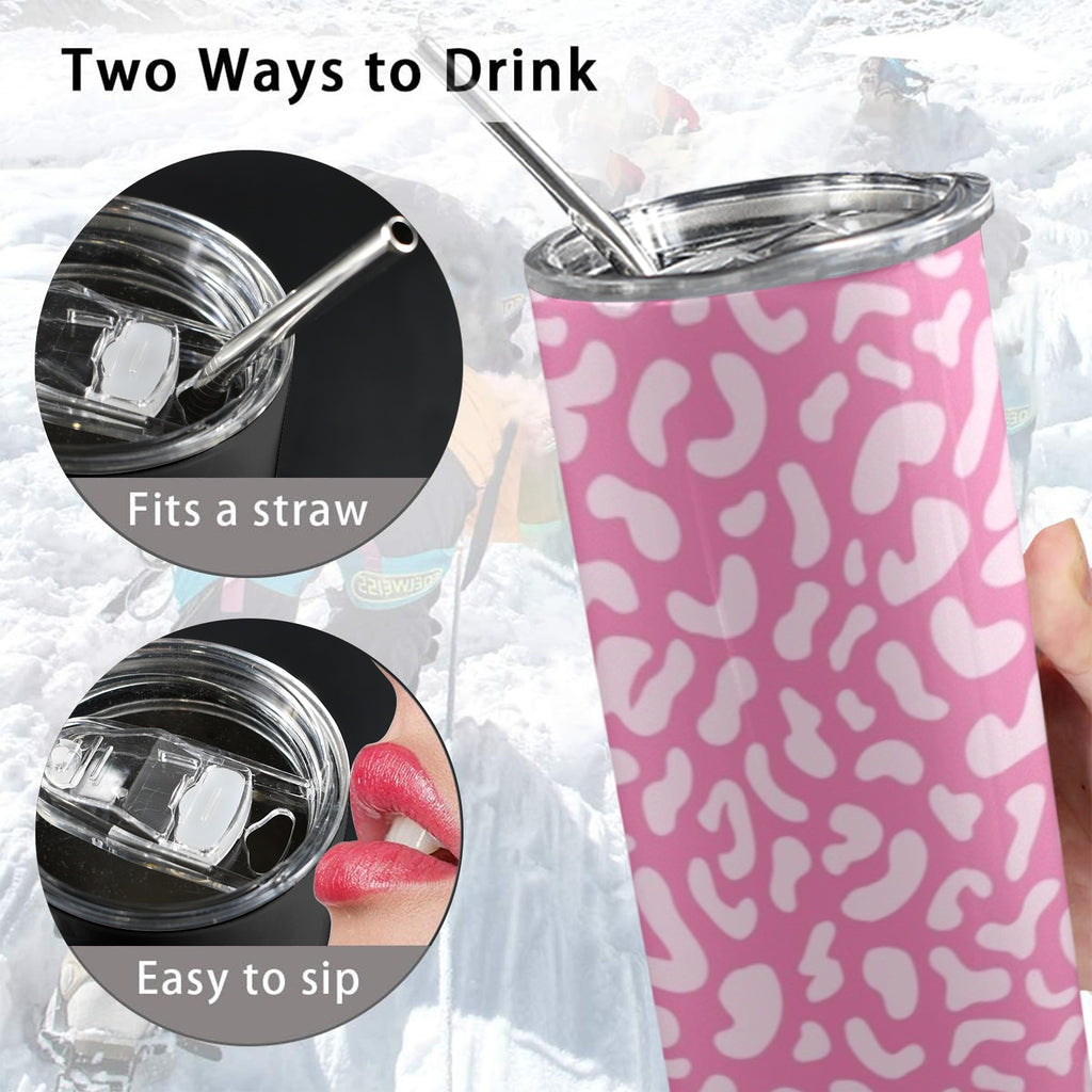 Pink Leopard - 20oz Tall Skinny Tumbler with Lid and Straw