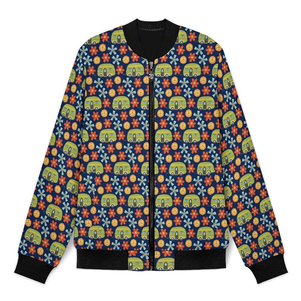 Hippie Caravan Men's Casual Zip‑Up Bomber Jacket