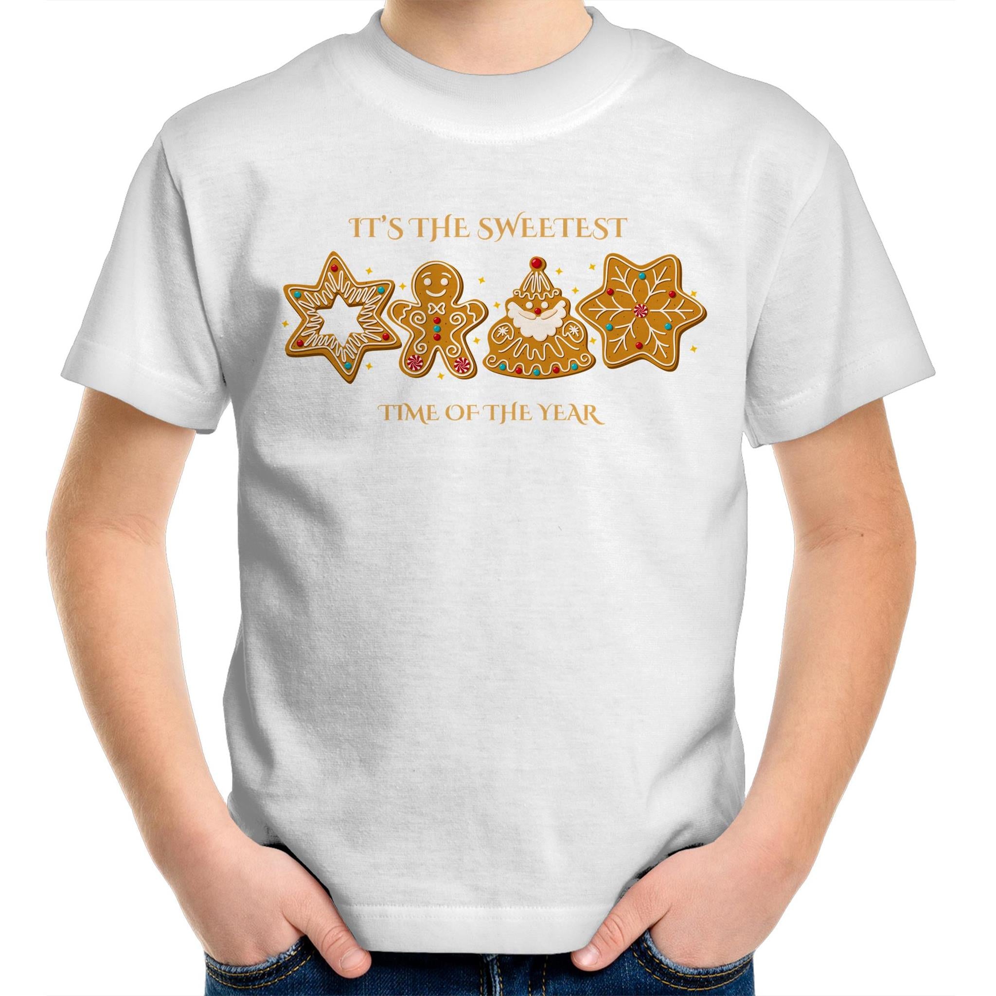 Gingerbread, It's The Sweetest Time Of The Year, Christmas - Kids Youth T-Shirt White Kids Christmas T-shirt Christmas Printed In Australia