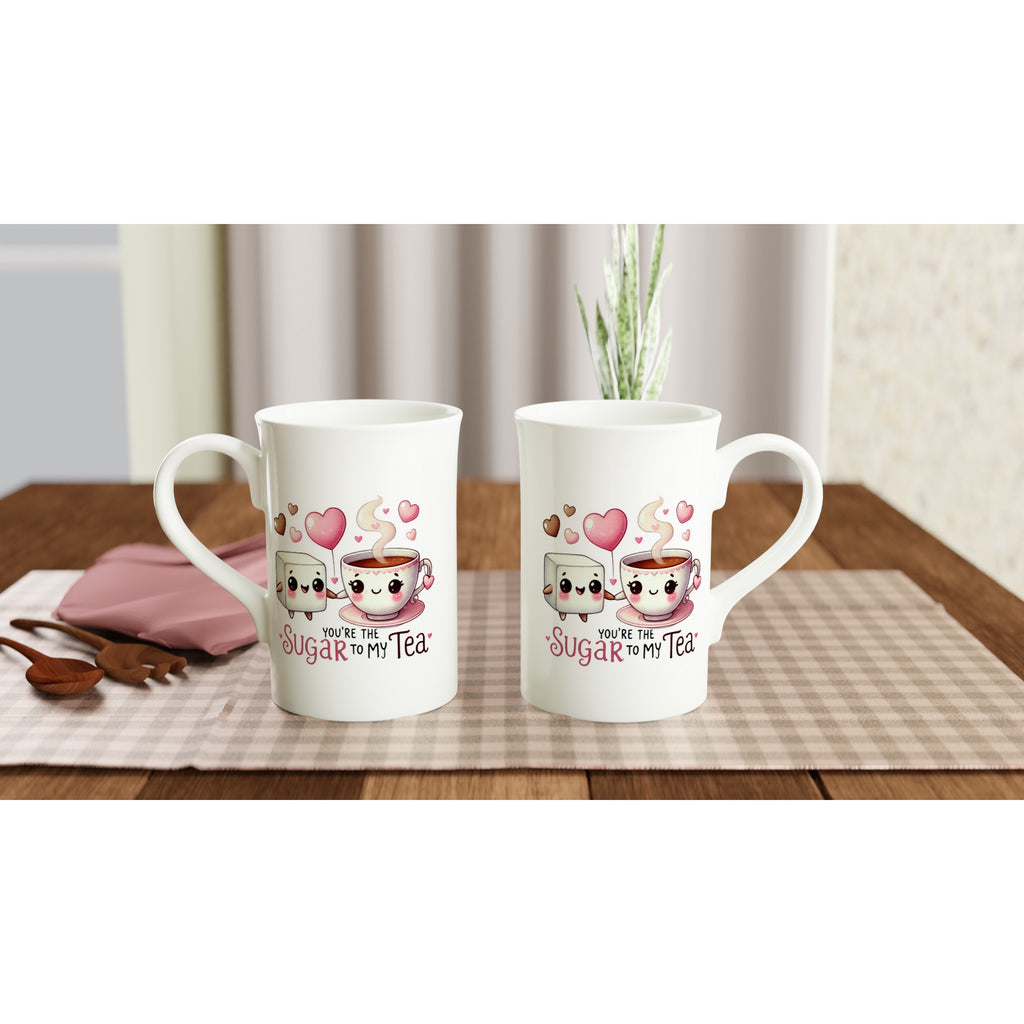 You're The Sugar To My Tea, Valentine - White 10oz Porcelain Slim Mug Porcelain Mug Food Globally Fulfilled Love