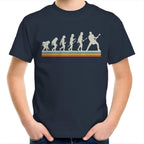Guitar Player Evolution - Kids Youth T-Shirt Navy Kids Youth T-shirt Music Printed In Australia