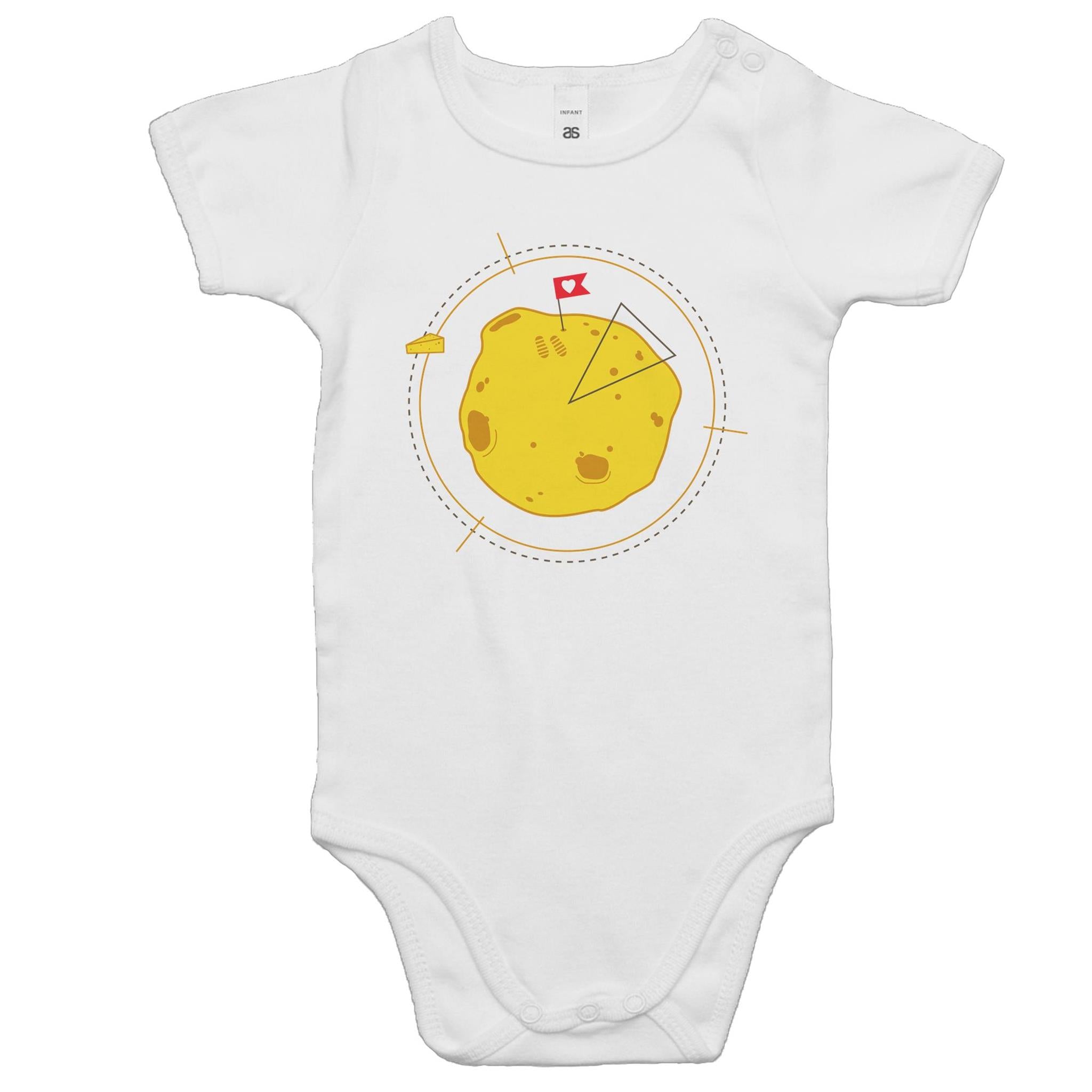 Moon Cheese - Baby Bodysuit White Baby Bodysuit Printed In Australia