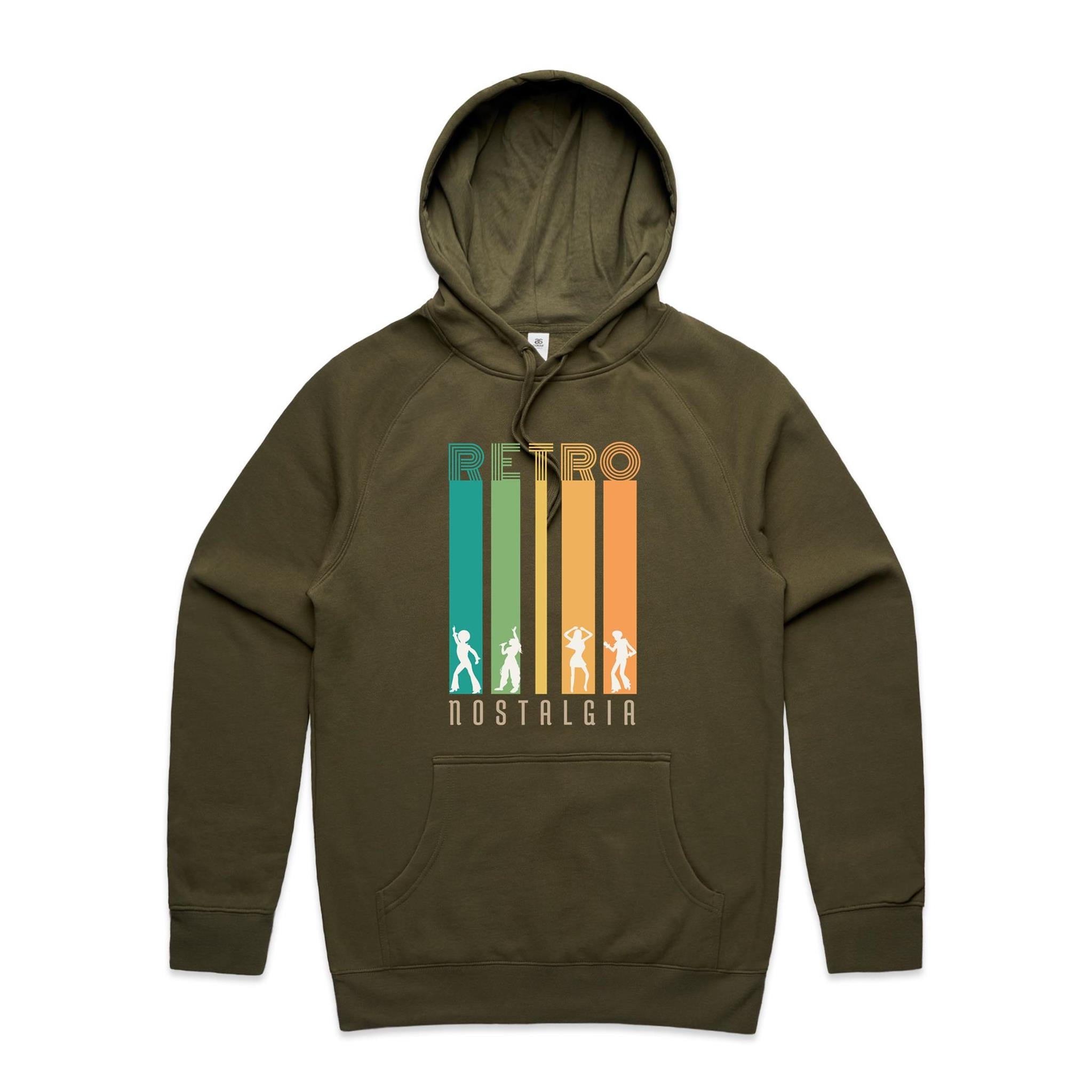 Retro Nostalgia - Mens Hoodie Army Mens Hoodie Printed In Australia Retro