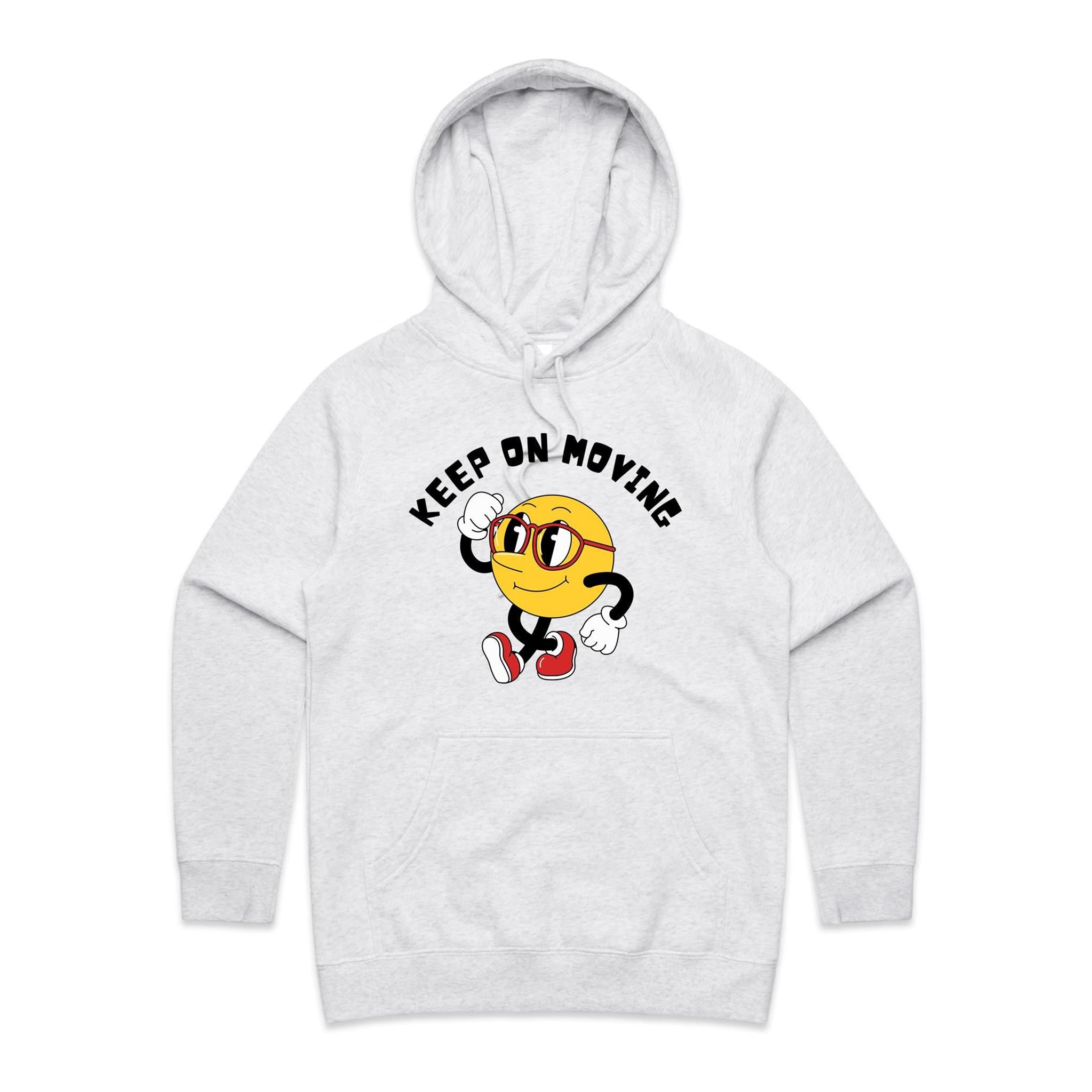 Keep On Moving - Womens Hoodie White Marle Womens Hoodie Fitness Positivity Printed In Australia