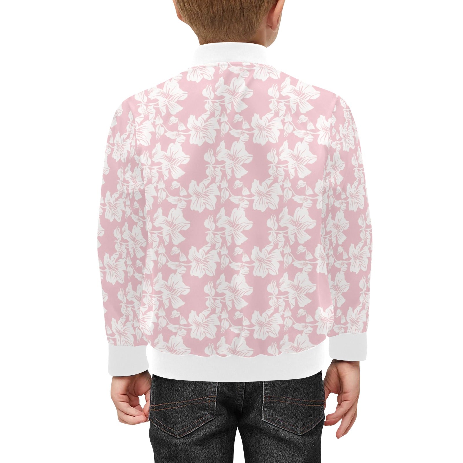 Pink Hawaiian Floral Kids Bomber Jacket Kids Bomber Jacket Plants Printed Offshore
