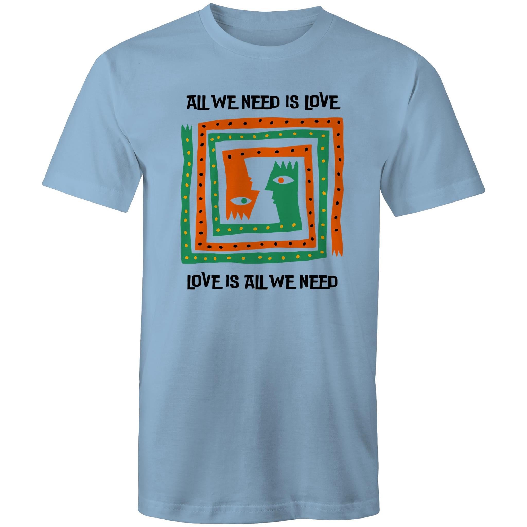 Love Is All We Need - Mens T-Shirt Carolina Blue Mens T-shirt Love Printed In Australia