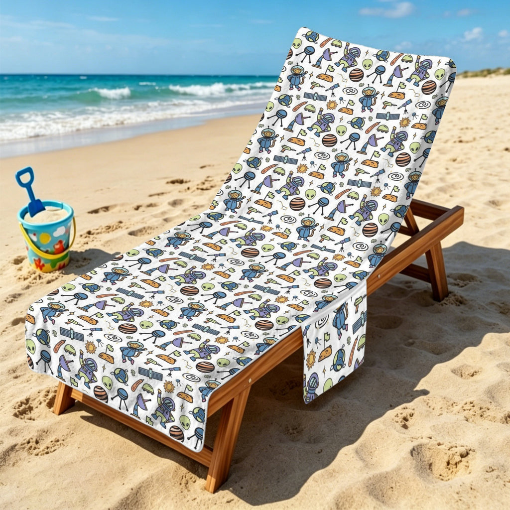 All About Space Beach Chair Towel Cover with Side Pockets