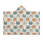 Cute Cat Faces Kids Hooded Blanket 100cm x 130cm Kids Hooded Blanket animal Printed Offshore