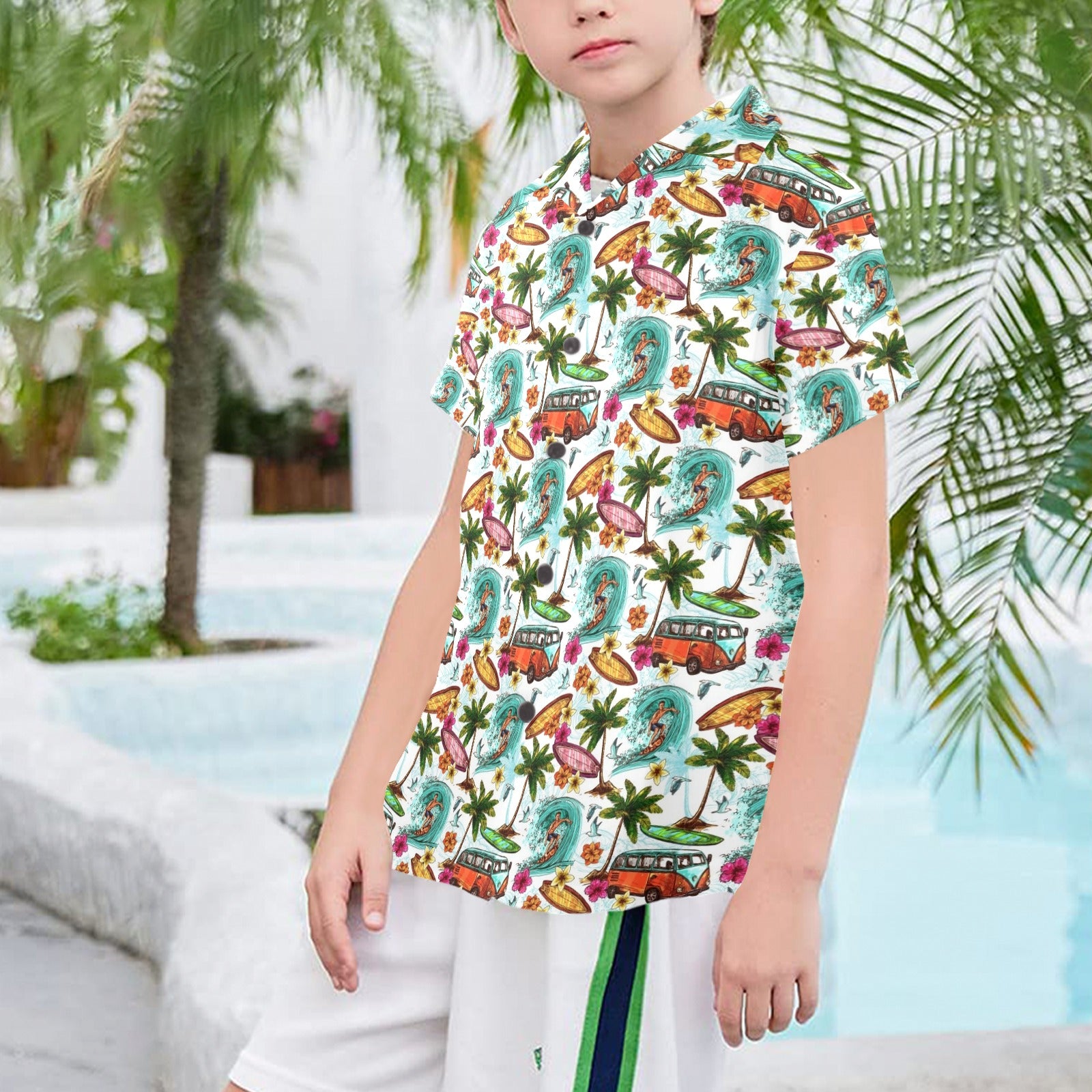 Surfing Safari Senior Kids Hawaiian Shirt