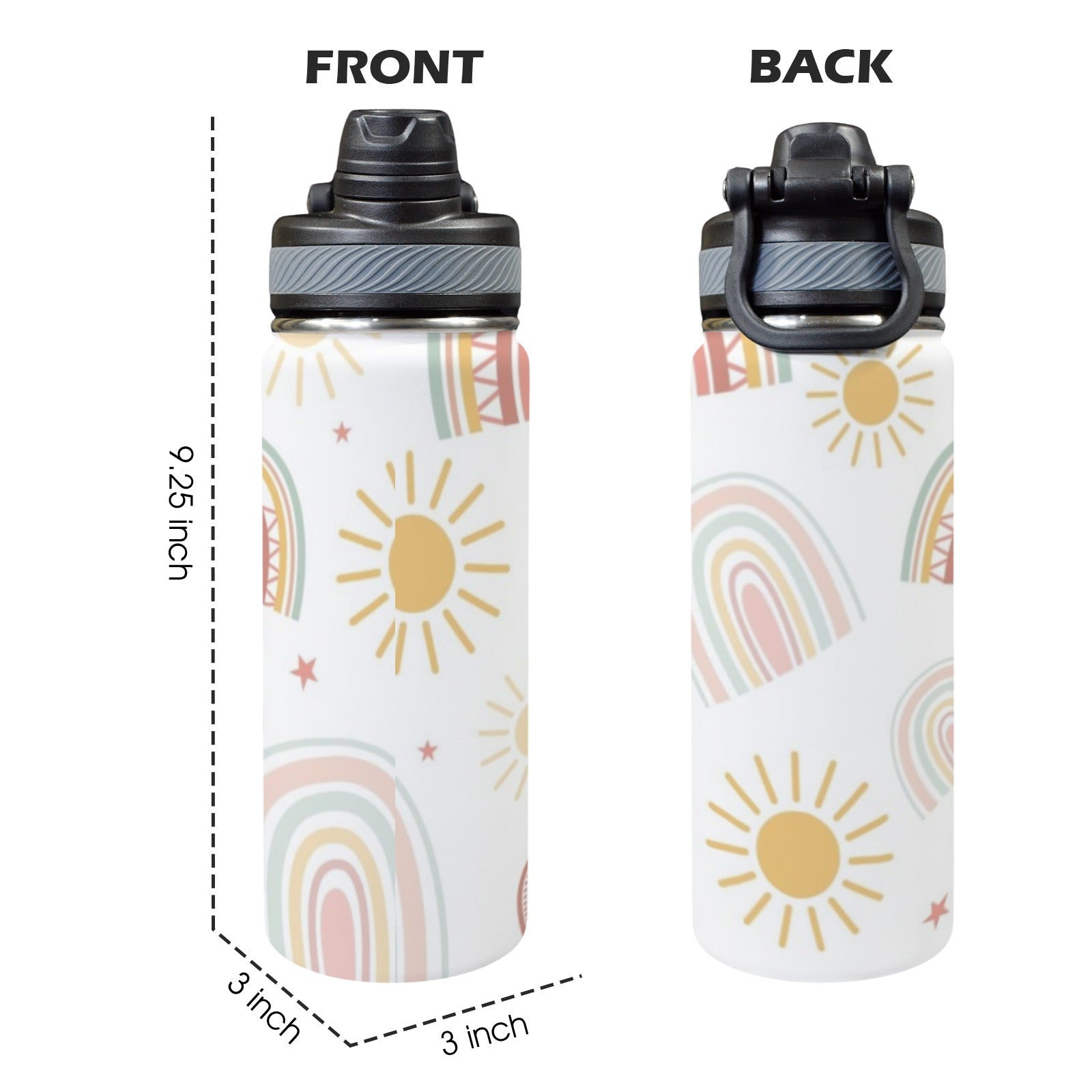 Pastel Rainbows - Insulated Water Bottle with Dual-Use Lid (18oz) Insulated Water Bottle with Dual-Use Lid (18oz) Printed Offshore