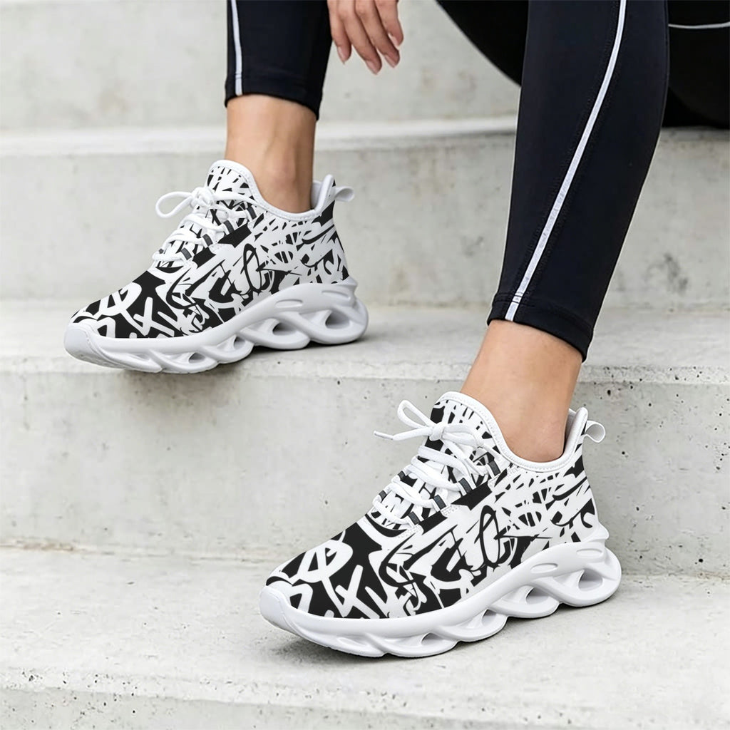 Graffiti White Women's Twisted Sole Sneakers
