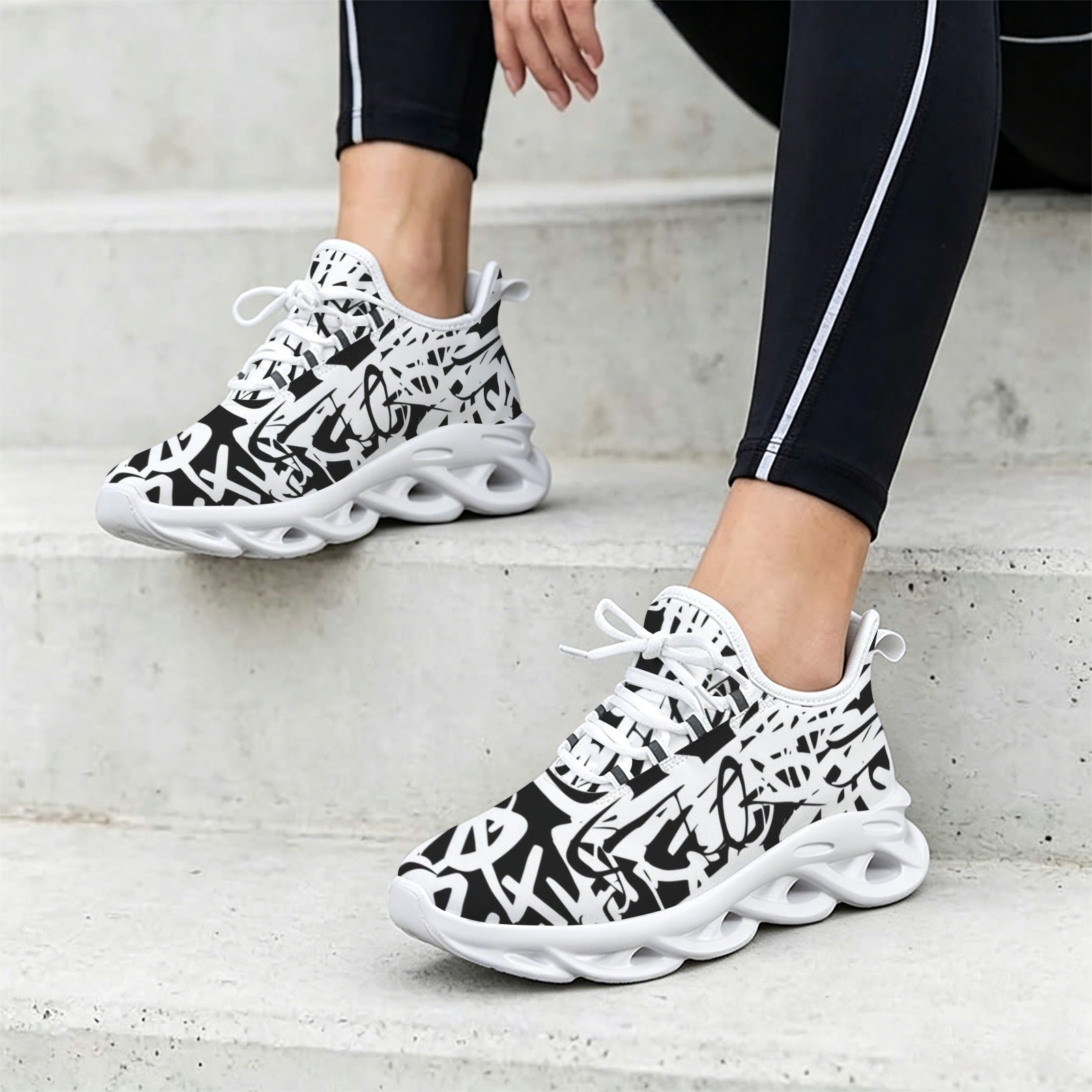 Graffiti White Women's Twisted Sole Sneakers