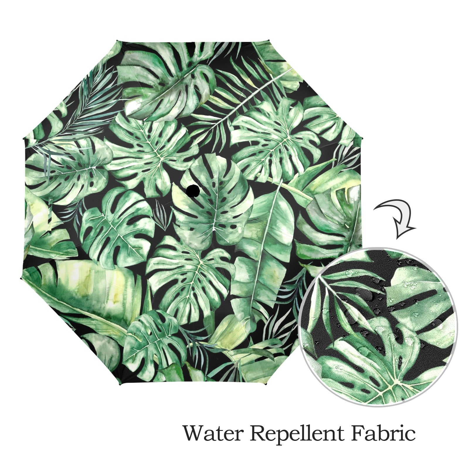 Jungle Leaves - Semi-Automatic Foldable Umbrella (Model U12) Semi-Automatic Foldable Umbrella (U12)