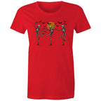 Skeleton Dance, Halloween - Womens T-shirt Red Womens T-shirt Halloween Printed In Australia