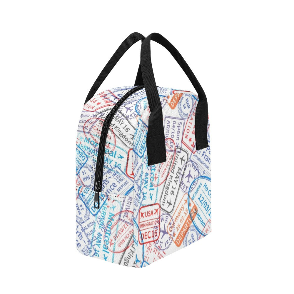 Travel Stamps Zipper Lunch Bag Zipper Lunch Bag Printed Offshore