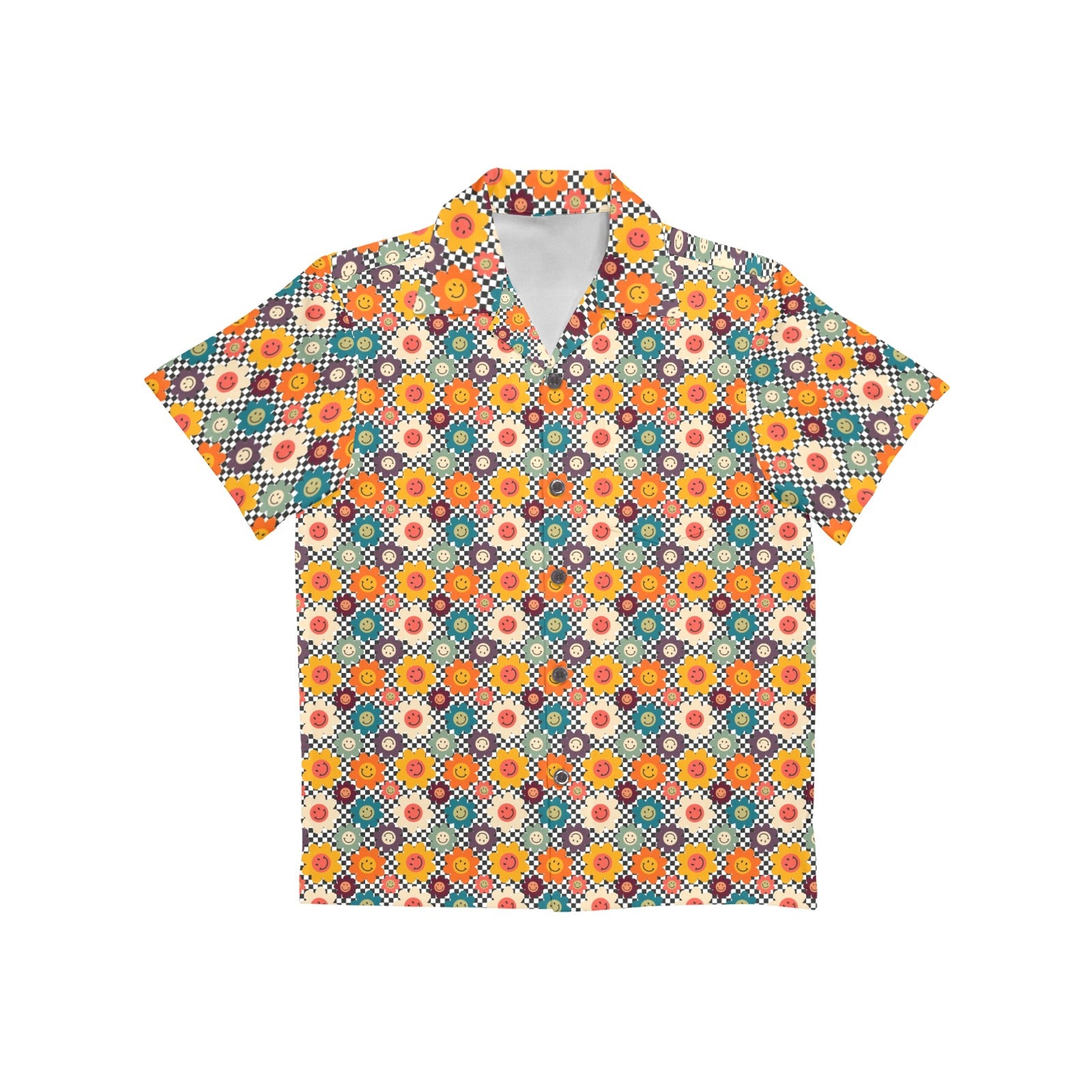 Happy Retro Flowers - Junior Kids Hawaiian Shirt