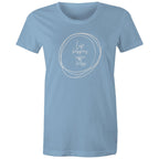Life Happens, Coffee Helps - Womens T-shirt Carolina Blue Womens T-shirt Coffee Printed In Australia