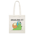 Snailing It Parcel Canvas Tote Bag Default Title Small Tote Bag Fitness Printed In Australia
