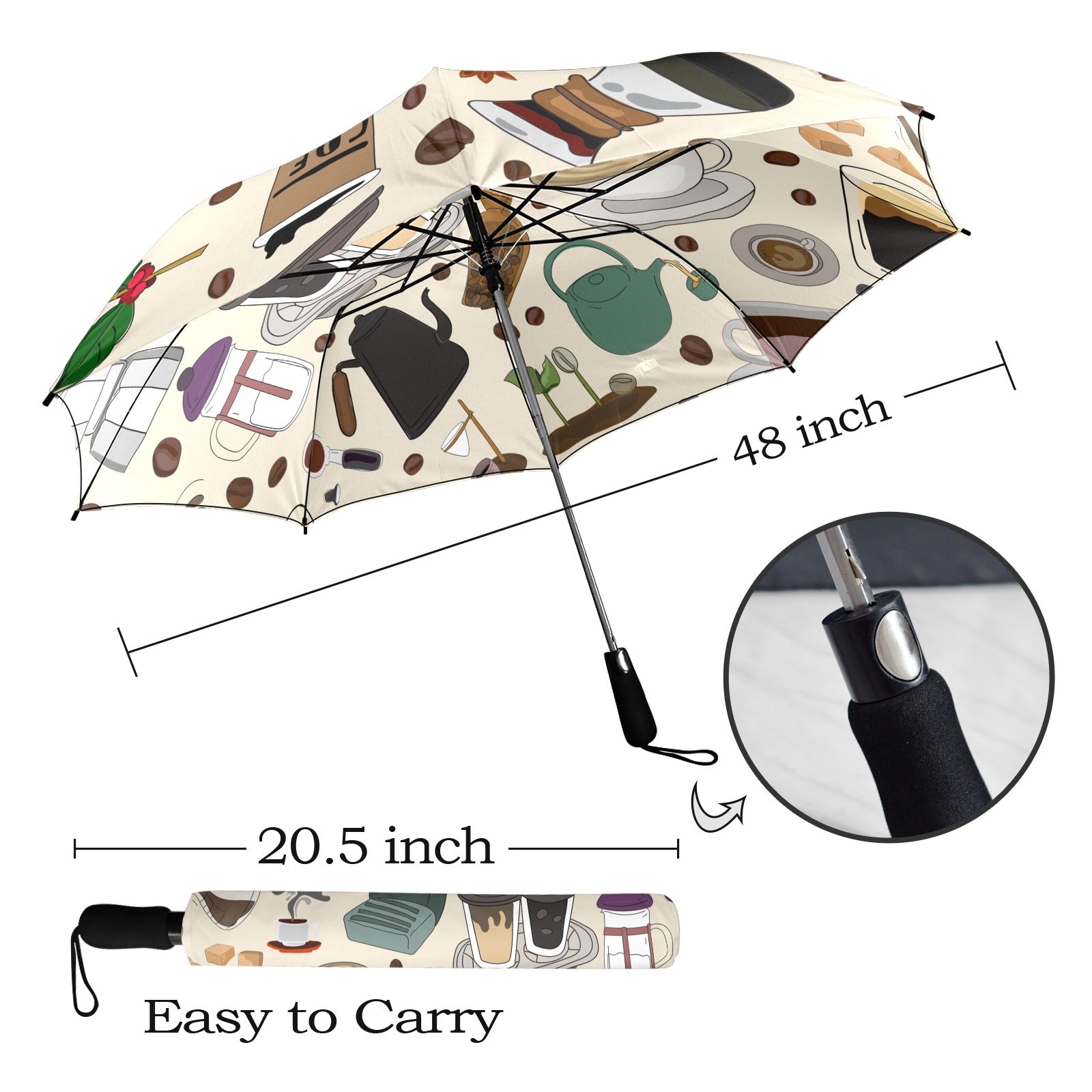 All The Coffee - Semi-Automatic Foldable Umbrella (Model U12) Semi-Automatic Foldable Umbrella (U12)