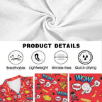 Comic Book Red Men's Crinkle Hawaiian Shirt