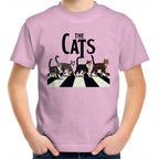 The Cats, Fab Four Crossing The Road - Kids Youth T-Shirt Pink Kids Youth T-shirt animal Music Printed In Australia
