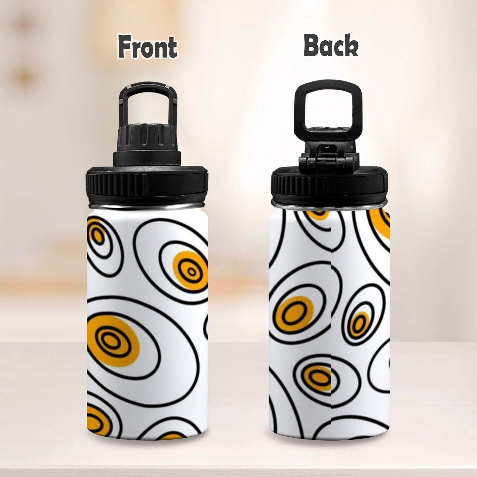 Abstract Eggs - Kids Water Bottle with Chug Lid (12 oz) Kids Water Bottle with Chug Lid Food Printed Offshore