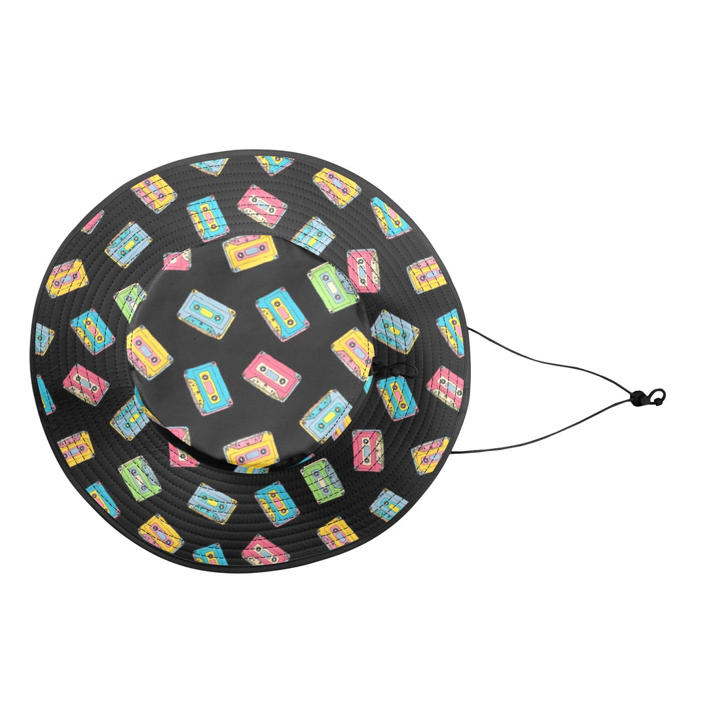 Colourful Cassettes Wide Brim Bucket Hat Wide Brim Bucket Hat Music Printed Offshore Retro