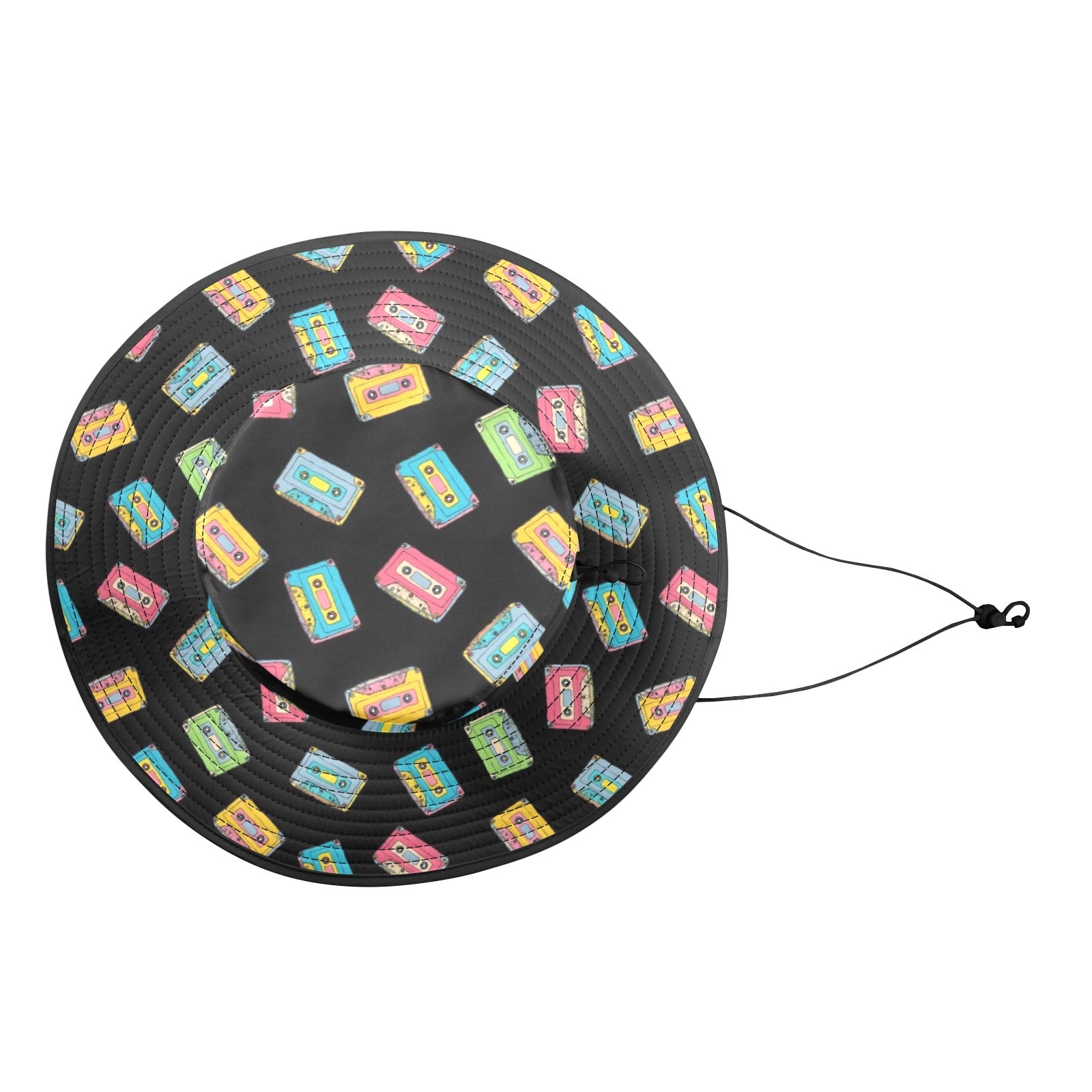 Colourful Cassettes Wide Brim Bucket Hat Wide Brim Bucket Hat Music Printed Offshore Retro