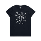 Ow! Everything Hurts Stick Figure Women's AS Colour T-shirt Navy Womens T-shirt Printed In Australia