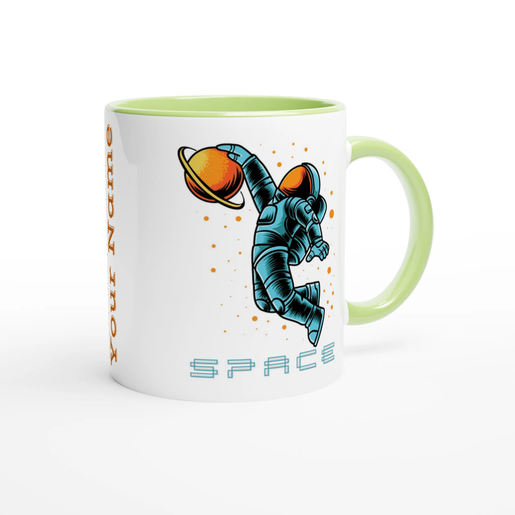 Personalised - Astronaut Basketball - White 11oz Ceramic Mug with Colour Inside Personalised 11oz Mug customise Globally Fulfilled personalise Space