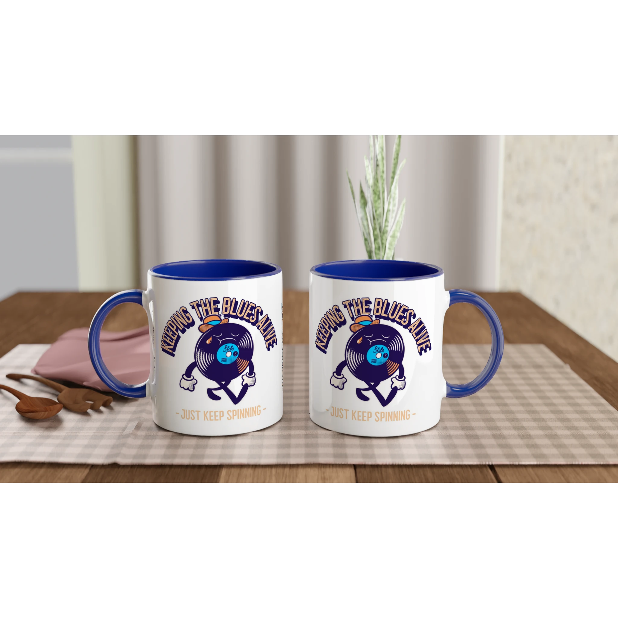 Personalise - Keeping The Blues Alive - White 11oz Ceramic Mug Personalised Mug customise Globally Fulfilled Music personalise